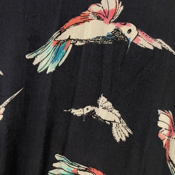 Modcloth Navy Bird-Print Shirtwaist Midi Dress - Picture 3 of 5